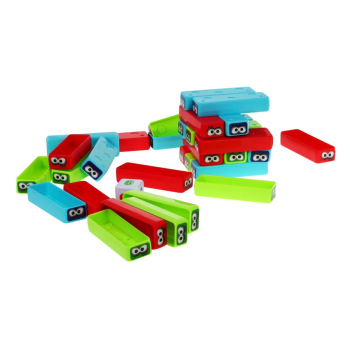 Zręcznościowa gra Dżenga Mini dla dzieci 3+ Układanie wieży + 30 kolorowych Klocków + Kostka do gry